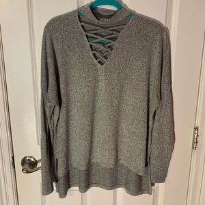 Grey Cutout Sweater